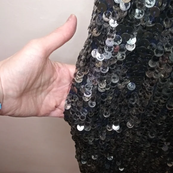 Free People Sexy Navy & Silver Sequinned Plunging Neckline Romper - Picture 3 of 10